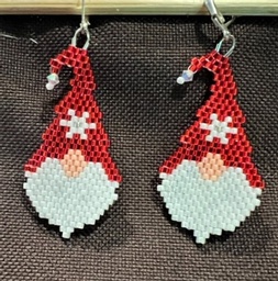 NEW - Delicate Hand beaded Santa Gnome earrings for pierced ears